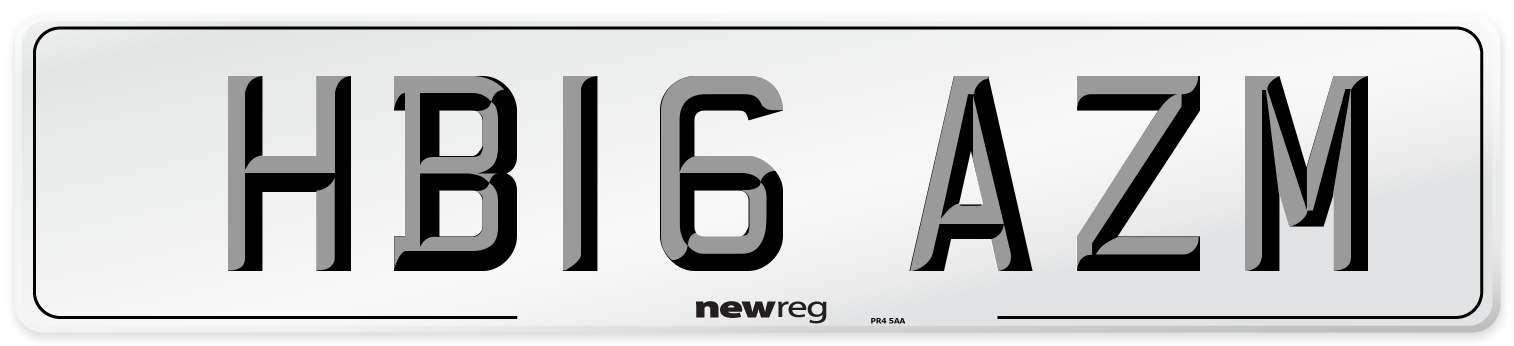 HB16 AZM Number Plate from New Reg
